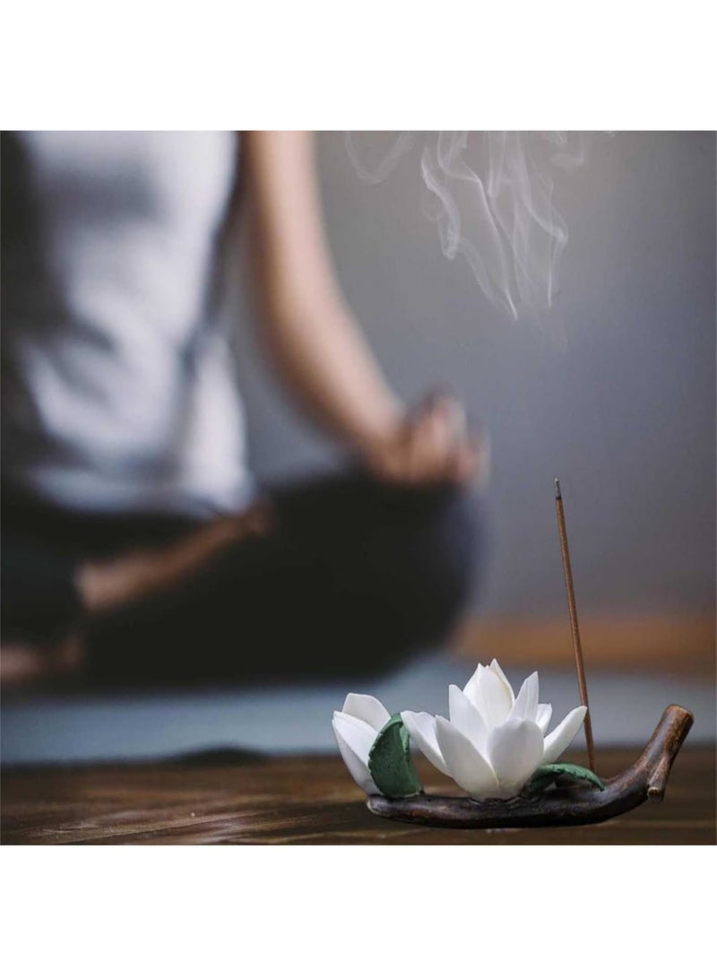 Luckam Incense Holder for Sticks, Handmade Ceramic White Jasmine Flower Aromatherapy Burner, Elegant Home & Office Décor for Yoga Meditation, Gift for Women, Mom, or Grandma - Image 5