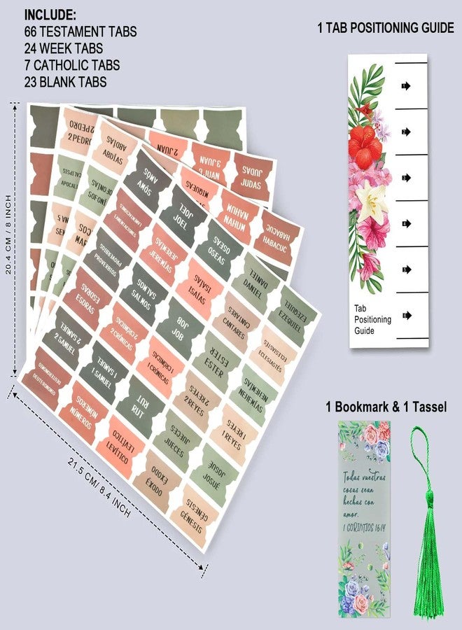 Cualfec Spanish Bible Index Tabs New & Old Testament Tabs Matte Laminated Floral Design, Bible Journaling Supplies - 122 Pcs (Terracotta) - Image 3