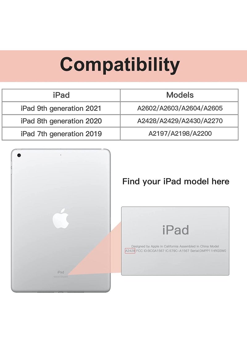 جراب متوافق مع جراب iPad 9th / 8th / 7th Generation جراب iPad مقاس 10.2 بوصة مع حامل أقلام من البولي يوريثان الذكي جراب خلفي لهاتف iPad 2021/2020/2019 Auto Wake Sleep Pink - Image 4