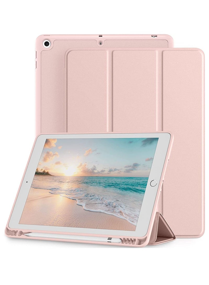 جراب متوافق مع جراب iPad 9th / 8th / 7th Generation جراب iPad مقاس 10.2 بوصة مع حامل أقلام من البولي يوريثان الذكي جراب خلفي لهاتف iPad 2021/2020/2019 Auto Wake Sleep Pink - Image 1