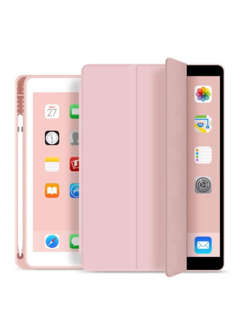 جراب متوافق مع جراب iPad 9th / 8th / 7th Generation جراب iPad مقاس 10.2 بوصة مع حامل أقلام من البولي يوريثان الذكي جراب خلفي لهاتف iPad 2021/2020/2019 Auto Wake Sleep Pink - Image 2