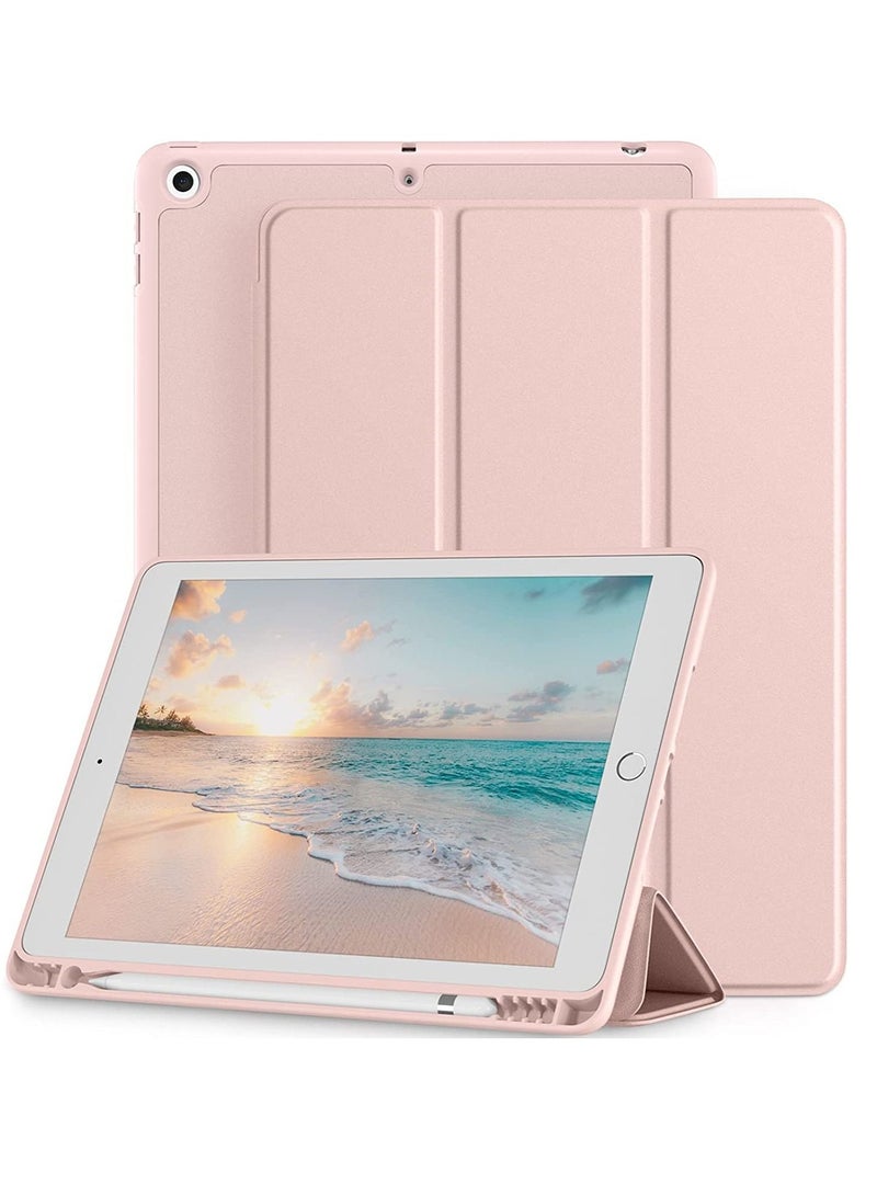 جراب متوافق مع جراب iPad 9th / 8th / 7th Generation جراب iPad مقاس 10.2 بوصة مع حامل أقلام من البولي يوريثان الذكي جراب خلفي لهاتف iPad 2021/2020/2019 Auto Wake Sleep Pink - Image 3