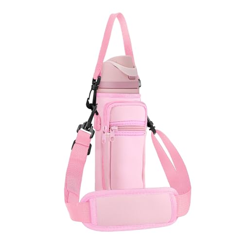SLEILIN Neoprene Water Bottle Holder Bag with Cell Phone Pocket Compatible with Owala FreeSip 24 oz，Water Bottle Carrying Bag ，with Adjustable Shoulder Strap,for 24oz Stainless Steel Water Bottle - Image 1