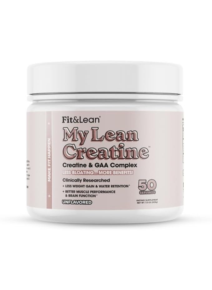 Fit & Lean Creatine for Women, My Lean Creatine Powder Complex with GAA, Muscle Performance, Cognitive Function and Less Bloating, Reduced Water Retention, Unflavored, 50 Servings - Image 1