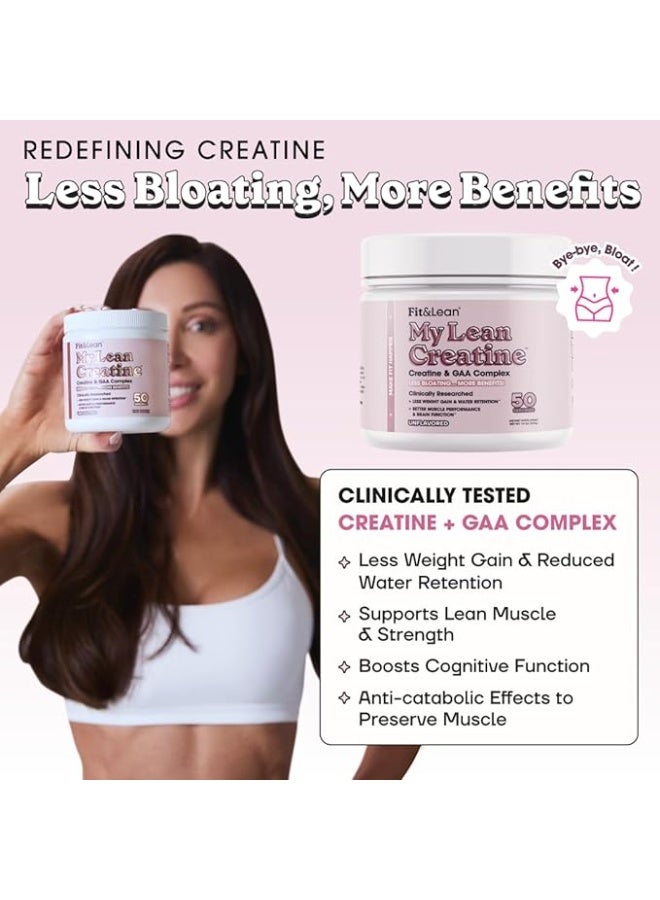 Fit & Lean Creatine for Women, My Lean Creatine Powder Complex with GAA, Muscle Performance, Cognitive Function and Less Bloating, Reduced Water Retention, Unflavored, 50 Servings - Image 3