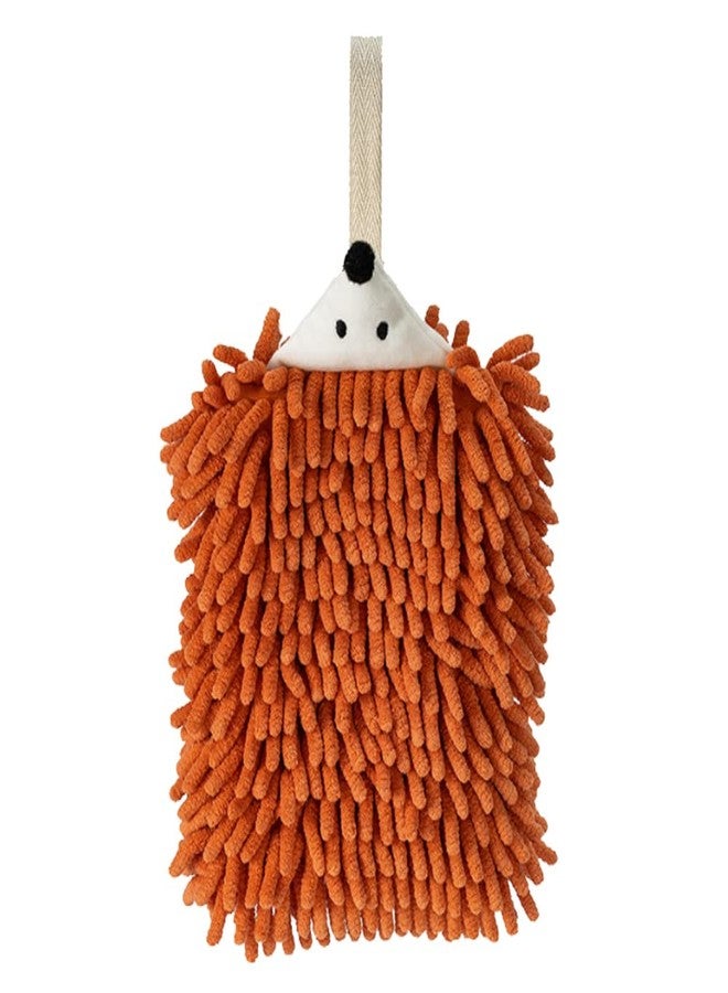 GTONEE Cute Hedgehog Hand Towels Soft Chenille Hanging Towels Quick Dry Hand Bath Towel Orange Absorbent Hand Towels for Kitchen Home Decor - Image 1