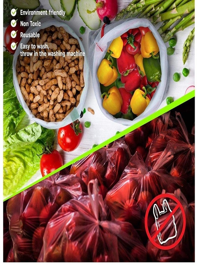 Freshwind Multi-Purpose Vegetables Fruits Mesh Fridge Storage Washable Zip Bags (Pack of 12) - Image 5
