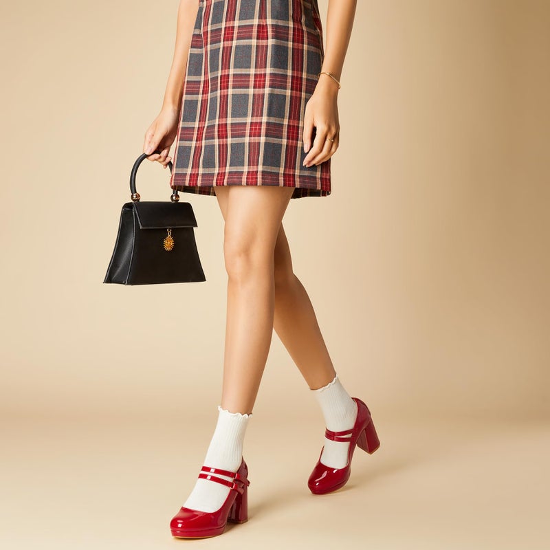 Trary Red Heels for Women, Mary Jane Shoes Platform Chunky Block High Heels with Buckle Strap Comfortable Dress Pumps for Office Party Casual Round Toe Pumps Shoes, Size 9 - Image 4