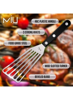MIU Fish Spatula Stainless Steel, Flexible, Polished Metal, Corrosion Resistant, Kitchen Slotted Turner [Upgraded Version]