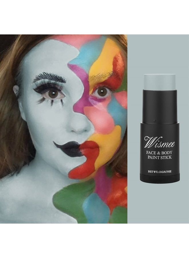 Wismee Light Grey Face Paint Stick (0.75Oz) Non-Toxic Oil Based Face Makeup Body Paint Stick High Pigmented Body Paint Stick Makeup Caryons for Halloween Special Effect Sfx Makeup  - Image 2