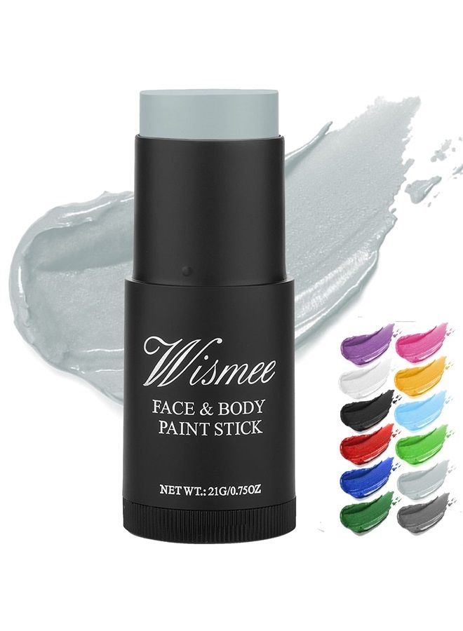 Wismee Light Grey Face Paint Stick (0.75Oz) Non-Toxic Oil Based Face Makeup Body Paint Stick High Pigmented Body Paint Stick Makeup Caryons for Halloween Special Effect Sfx Makeup  - Image 1