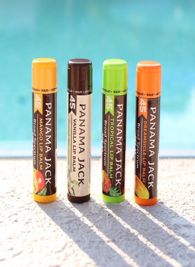 Panama Jack Sunscreen Lip Balm - SPF 45, Flavor Pack, Broad Spectrum UVA-UVB Sunscreen Protection, Prevents & Soothes Dry, Chapped Lips (Dreamsicle/Vanilla/Tropical/Mango) - Image 2