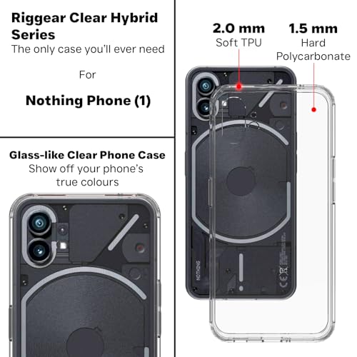 RIGGEAR Shockproof Clear Hybrid Armor Transparent Nothing Phone 1 Back Cover Case (Clear PC+TPU) - Image 4