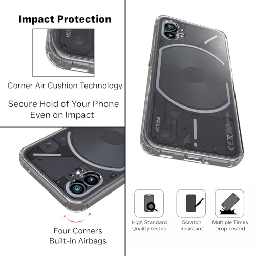 RIGGEAR Shockproof Clear Hybrid Armor Transparent Nothing Phone 1 Back Cover Case (Clear PC+TPU) - Image 3