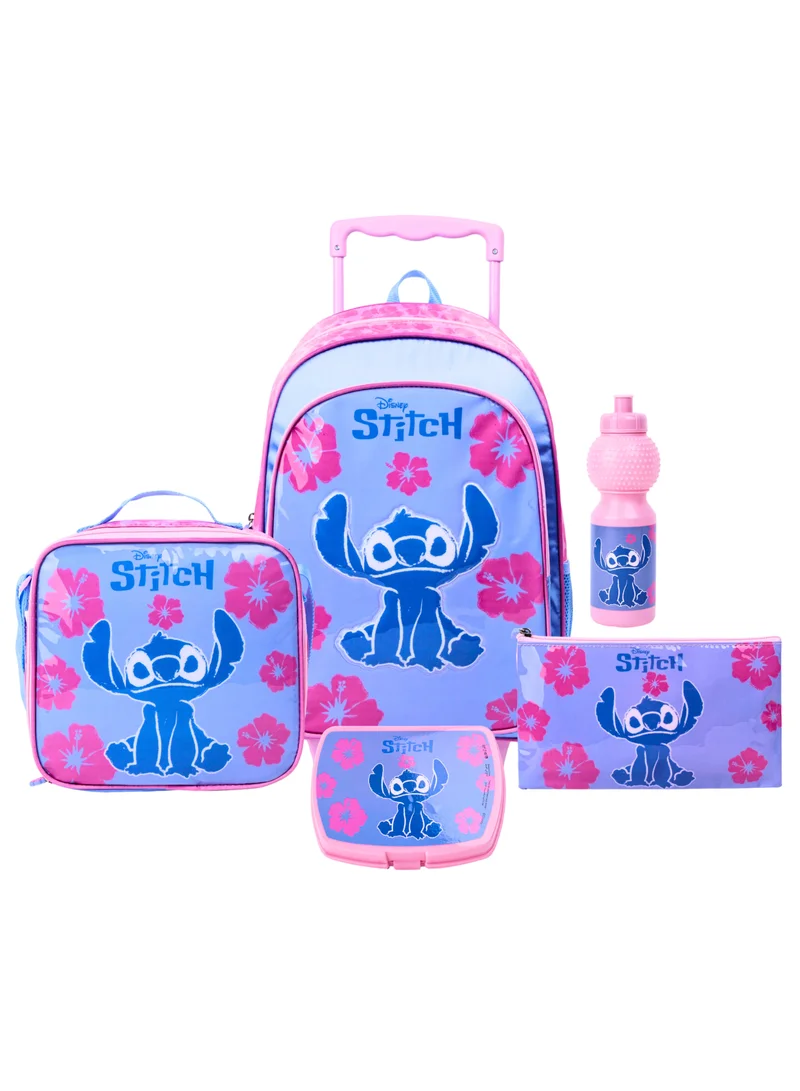 ديزني Disney Stitch Fur Enough 5in1 Trolley Box Set 16'' I Trolley I Lunch Bag I Water Bottle I Pencil Case I Lunch Box I Packaging