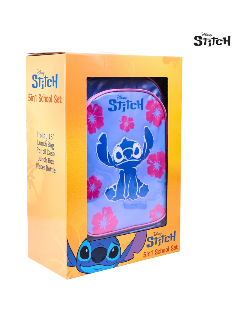 ديزني Disney Stitch Fur Enough 5in1 Trolley Box Set 16'' I Trolley I Lunch Bag I Water Bottle I Pencil Case I Lunch Box I Packaging