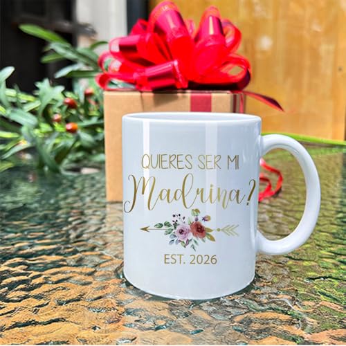 Dnuiyses Quieres Ser Mi Madrina & Quieres Ser Mi Padrino 2026 Mug Set, Gold Foil Design Godparents Bautizo Recuerdos Juego Tazas, Madrina Padrinos Godparent De Bautizo Propuesta Taza De Café - Image 4