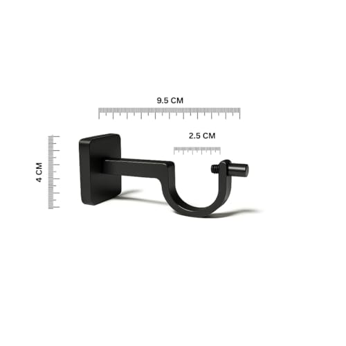 Colornest Curtain Rod Brackets for 1-Inch Curtain Pole |Premium Metal Curtain Holders, 35 Kg Load Capacity| Wall Mount Support Hardware Black Matte - 2 pcs - Image 2