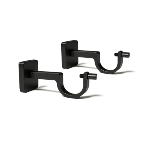Colornest Curtain Rod Brackets for 1-Inch Curtain Pole |Premium Metal Curtain Holders, 35 Kg Load Capacity| Wall Mount Support Hardware Black Matte - 2 pcs - Image 1