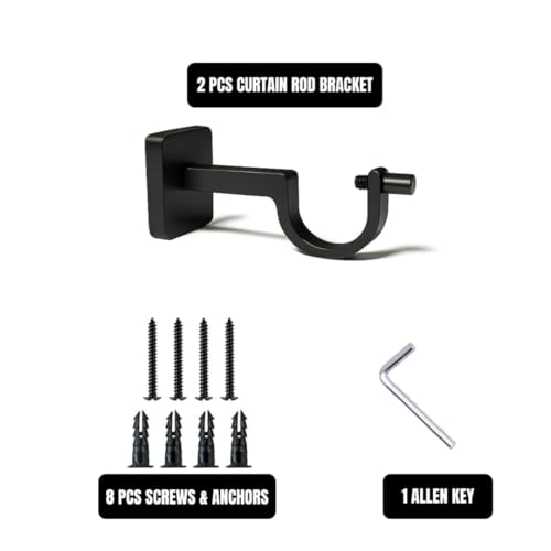 Colornest Curtain Rod Brackets for 1-Inch Curtain Pole |Premium Metal Curtain Holders, 35 Kg Load Capacity| Wall Mount Support Hardware Black Matte - 2 pcs - Image 3
