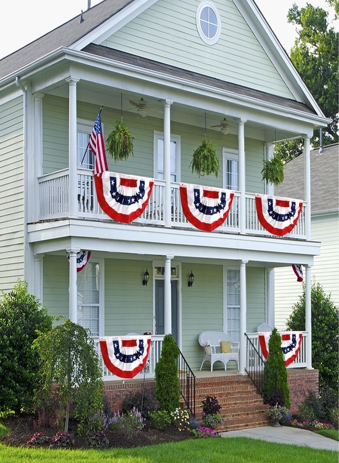 Labrostar 1.5x3Ft 4th of July Decorations Outdoor Patriotic American Pleated Fan Flag Stars and Stripes Banner Fourth of July Veterans Labor Memorial Day Red White and Blue Decor 4Pack - Image 4
