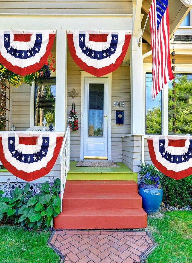 Labrostar 1.5x3Ft 4th of July Decorations Outdoor Patriotic American Pleated Fan Flag Stars and Stripes Banner Fourth of July Veterans Labor Memorial Day Red White and Blue Decor 4Pack - Image 3