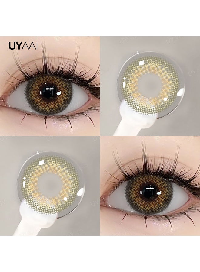 يواي عدسات لاصقة ملونة سنوية بنية طبيعية - عدسات تجميلية للجنسين - عدسات موضة طبيعية - عدسات ناعمة محتوى الرطوبة 42% - Image 3