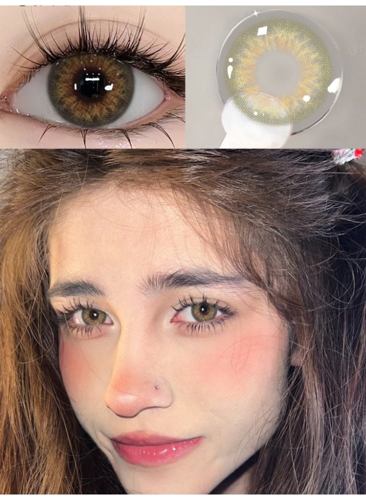 يواي عدسات لاصقة ملونة سنوية بنية طبيعية - عدسات تجميلية للجنسين - عدسات موضة طبيعية - عدسات ناعمة محتوى الرطوبة 42% - Image 1