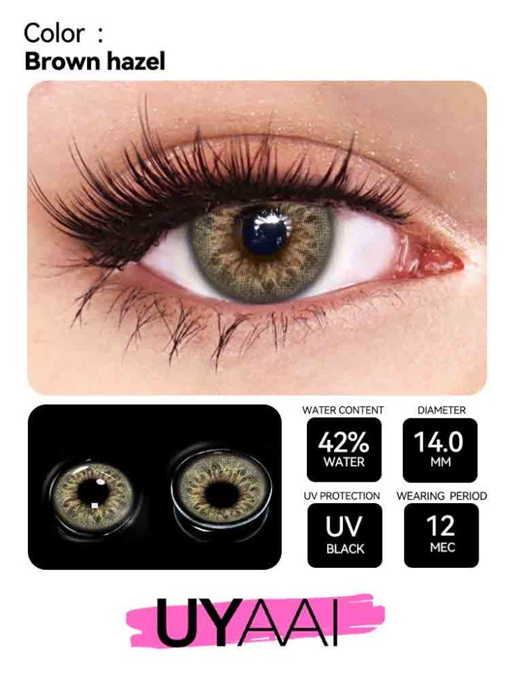 UYAAI DNA Brown Yearly Colored Contact Lenses, Unisex Cosmetic Contact Lenses, Natural Fashion Lenses, 42% Water - Image 3