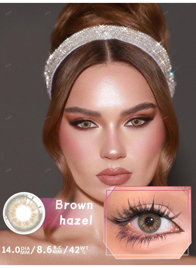UYAAI DNA Brown Yearly Colored Contact Lenses, Unisex Cosmetic Contact Lenses, Natural Fashion Lenses, 42% Water - Image 2