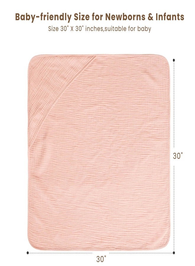 Konssy 2-Pack Muslin Hooded Baby Towels, 100% Cotton, Ultra-Soft & Absorbent Baby Bath Towels with Hood for Newborn & Infant (Pink, Floral,30" x 30") - Image 4