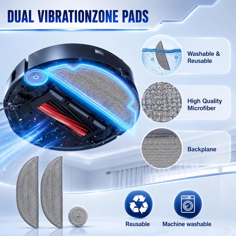 Bluearks مجموعة إكسسوارات بسعر 29 دولارًا، متوافقة مع مكنسة الروبوت Roborock S8 MaxV Ultra، تشمل: فرشاة تنظيف واحدة، فرشاة دوارة اثنتين، 4 مناديل تنظيف، 4 فلاتر هيبا (Hepa Filters)، 6 فرشاة جانبية، 6 أكياس للتنظيف، وقطع غيار لمكنسة S8 MaxV. - Image 5