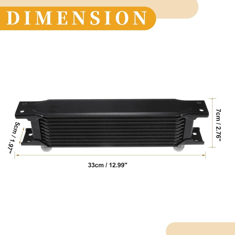 Partuto 10 Row Universal Transmission Oil Cooler with 6AN 8AN Adapters - Black Aluminum Alloy - Image 5
