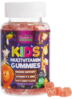 Nature's Nutrition Kids Multivitamin Gummies - Daily Vitamins for Kids, Vitamin C, D3 & Zinc for Immune Support, Strawberry Flavored Gummies, Nature's Toddler & Kid Multi Vitamins, Non-GMO, Gluten Free - 60 Gummies  - Image 1