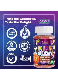 Nature's Nutrition Kids Multivitamin Gummies - Daily Vitamins for Kids, Vitamin C, D3 & Zinc for Immune Support, Strawberry Flavored Gummies, Nature's Toddler & Kid Multi Vitamins, Non-GMO, Gluten Free - 60 Gummies  - Image 2