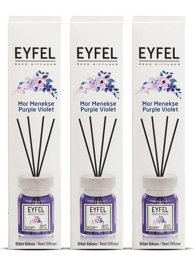 Lavender Reed Diffuser Set - 3x4.05 fl oz Oil Diffuser Stick 3x120ml