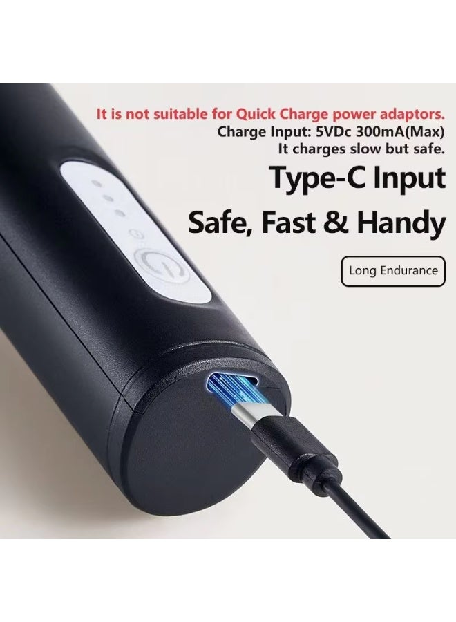 Milk frother rechargeable handheld 3-speed adjustable for latte coffee cappuccino - Black - Image 3