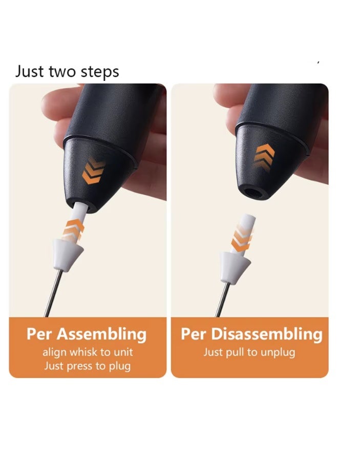 Milk frother rechargeable handheld 3-speed adjustable for latte coffee cappuccino - Black - Image 5