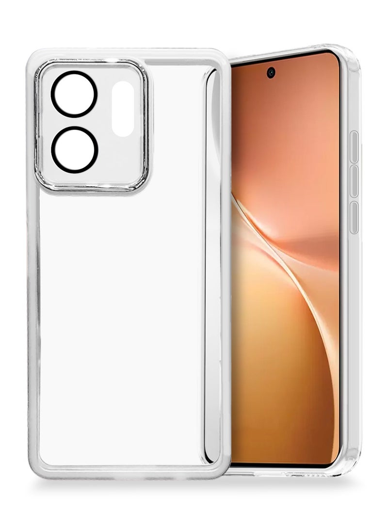 دبليو تيك غلاف هاتف رقيق للغاية بحواف كهربائية للكاميرا لحماية عدسة الكاميرا من TPU الشفاف الناعم 5G vivo V60 2025 - أبيض - Image 1