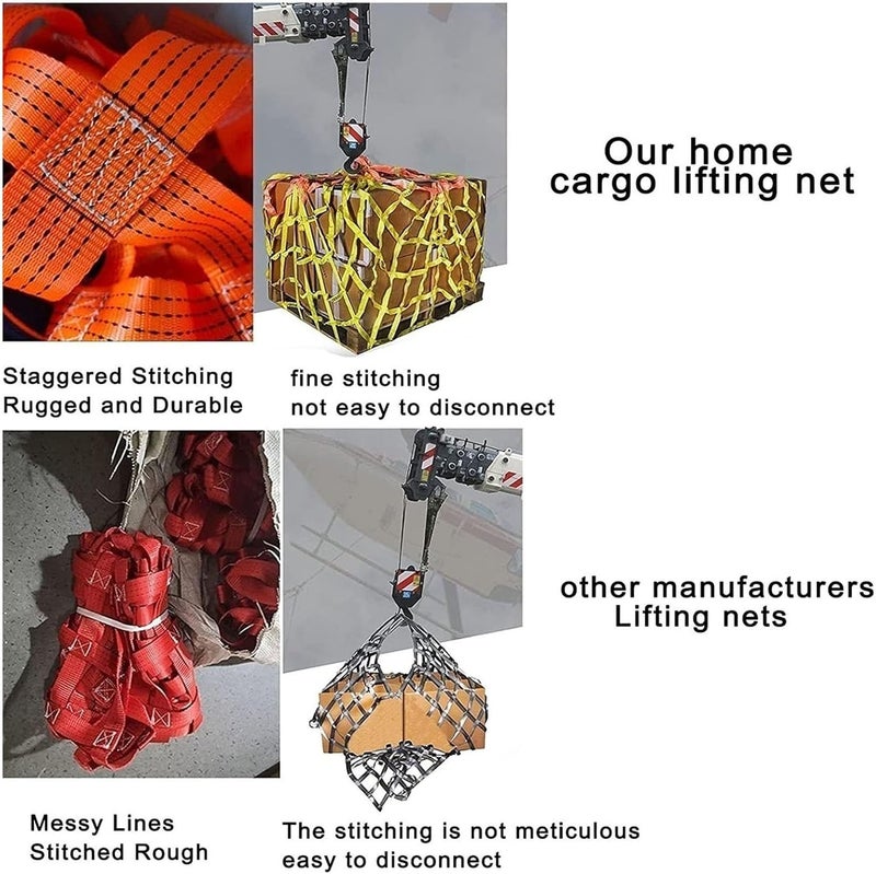 Lifting Net Straps,Cargo Hanging Net, Hanging Lifting Cargo Net, Safety Lifting Net Straps, Strong Load-Bearing Material Handling Straps, Cargo Lifting Bag, Stretchable Elastic Bike Load Cargo Securin - Image 3