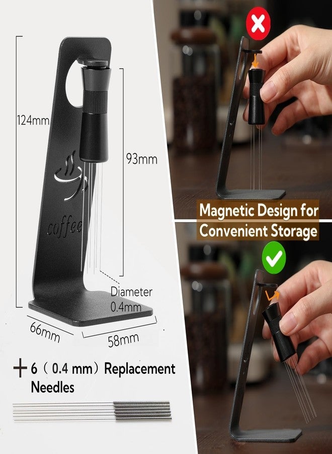 CHDEXU WDT Tool Espresso Distribution Tool with Magnetic Stand, 6 Stainless Steel Needles 0.4mm Adjustable Range Coffee Stirrer with 6 Extra Needles for Barista Espresso Tool - Image 2