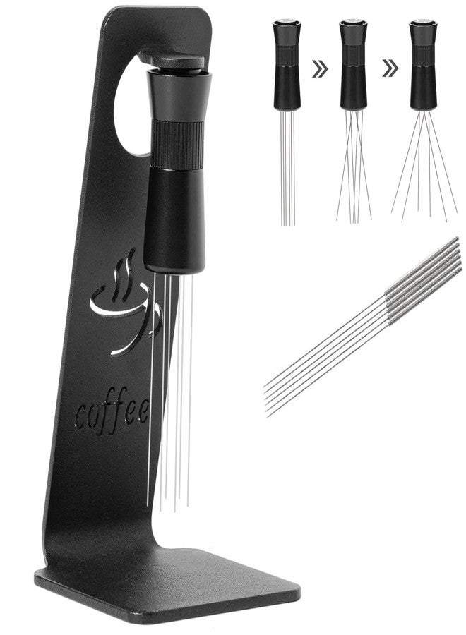CHDEXU WDT Tool Espresso Distribution Tool with Magnetic Stand, 6 Stainless Steel Needles 0.4mm Adjustable Range Coffee Stirrer with 6 Extra Needles for Barista Espresso Tool - Image 1