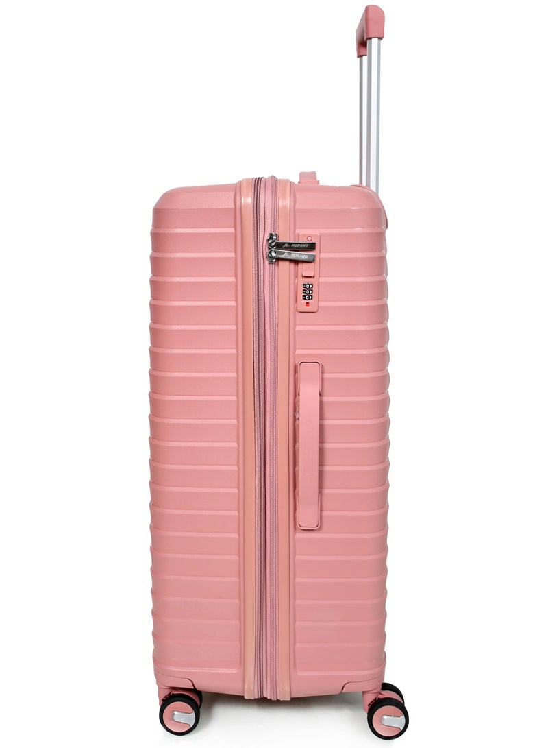 3-Piece Unbreakable PP Women Morano Travel Luggage Trolley Set (Pink) Size: 28''-24''-20'' Inch