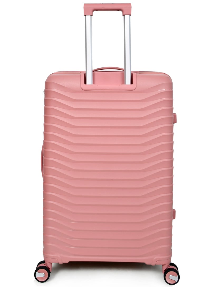 3-Piece Unbreakable PP Women Morano Travel Luggage Trolley Set (Pink) Size: 28''-24''-20'' Inch