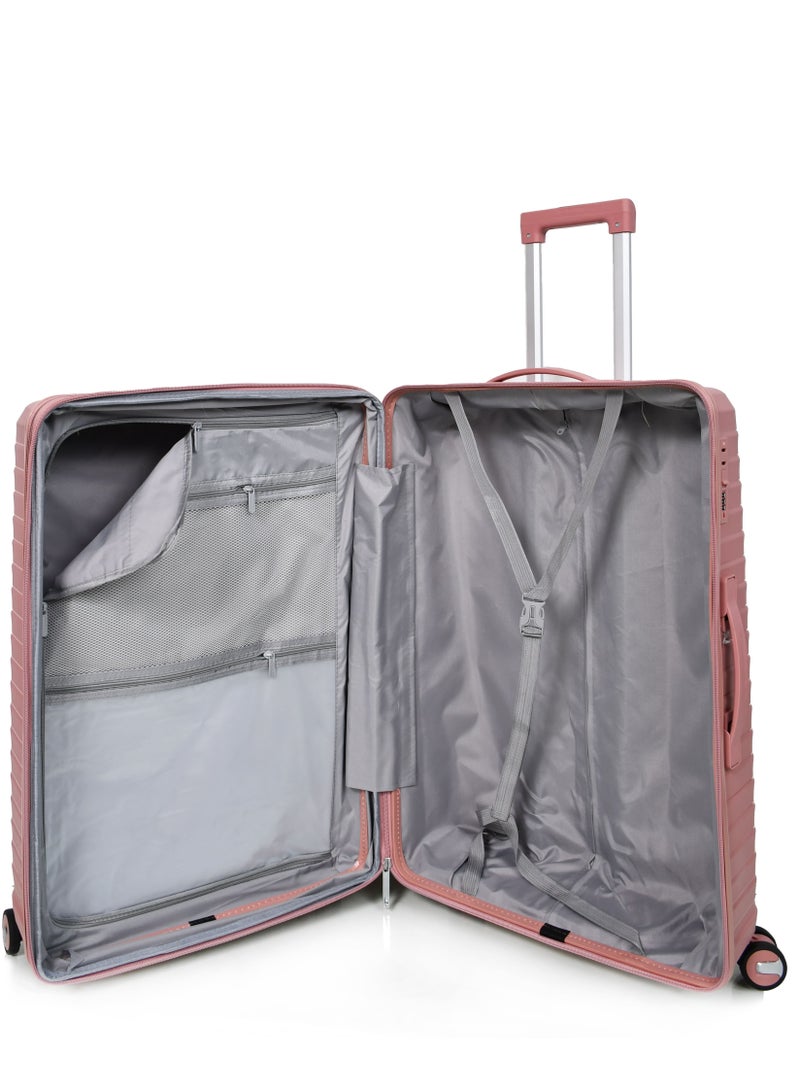 3-Piece Unbreakable PP Women Morano Travel Luggage Trolley Set (Pink) Size: 28''-24''-20'' Inch