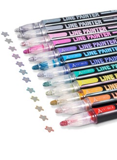 12 Colors Double Line Outline Pens - Self-Outline Metallic Markers for Art, Drawing, Greeting Cards, Craft Projects, Posters, Painting, and Journaling. Perfect for Creative Projects!