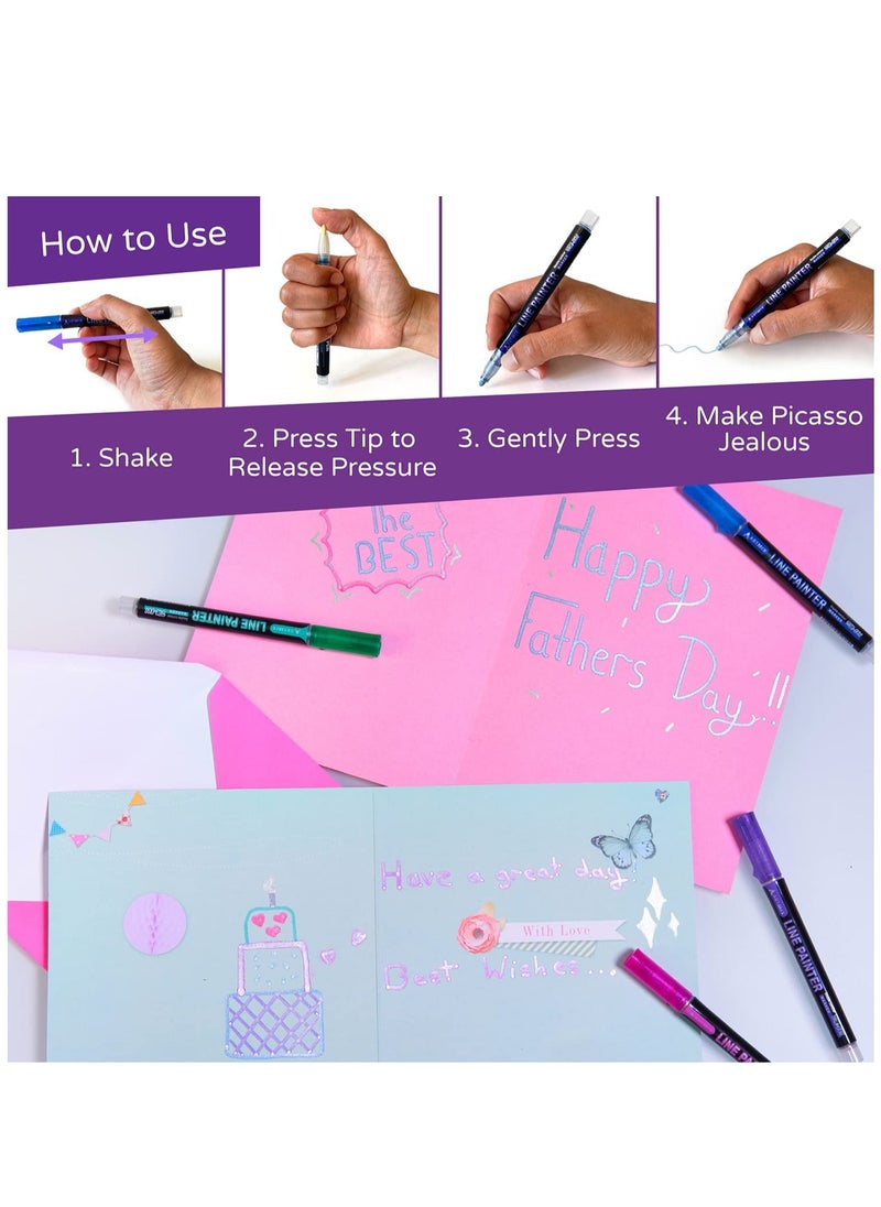 Generic - 12 Colors Double Line Outline Pens - Self-Outline Metallic Markers for Art, Drawing, Greeting Cards, Craft Projects, Posters, Painting, and Journaling. Perfect for Creative Projects! - Image 1