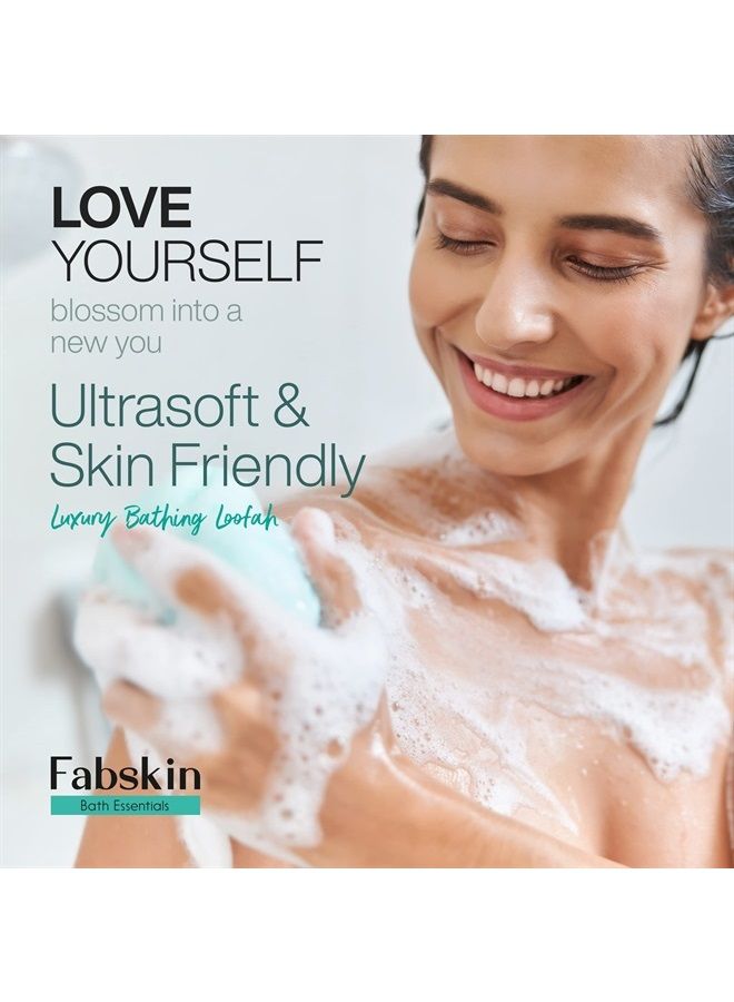 Fabskin Luxury Bathing Loofah For Women / Bath Sponge / Round Loofah for Men and Women / Loofah For Bathing / Bath Sponge For Bathing / Bath Scrub Brush / Shower Bath Loofah (Couples Pack of 2 - Assor - Image 2