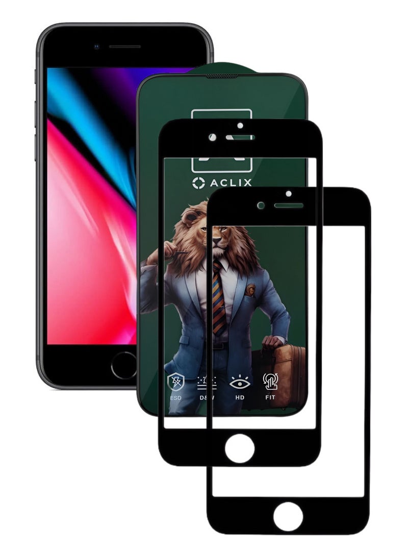 ACLIX 2 Pieces Antistatic ESD Dustproof Premium Quality High Definition Anti-Spy Privacy Tempered Glass Screen Protector Designed For  iPhone 8 - Image 1