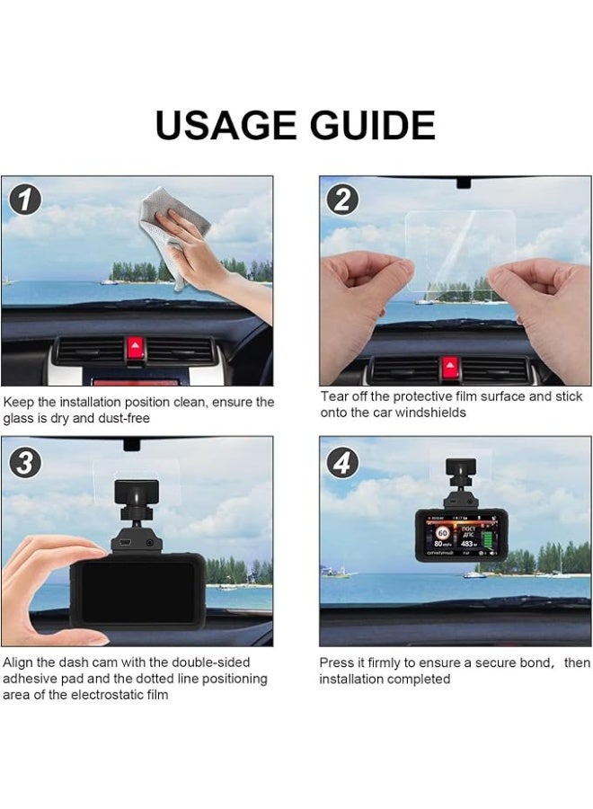 Windshield Dashcam Stickers 6 Pcs Clear Electrostatic Stickers Sticker Shield for Windshields Windshield Sticker for Mounting Dash cam Phone Projection Screen - Image 4